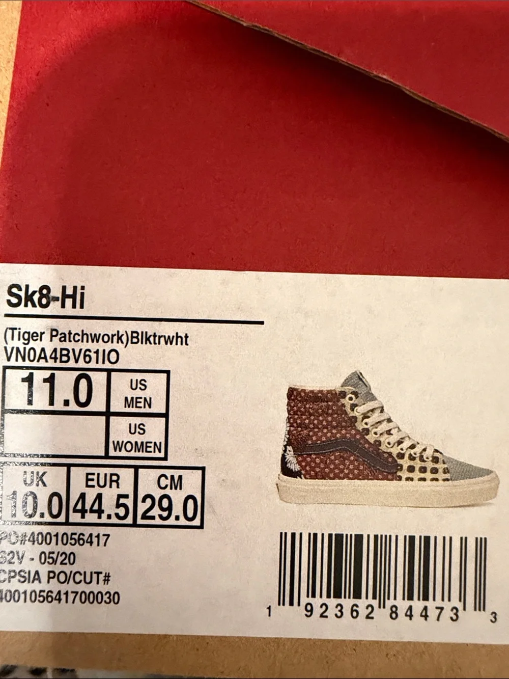 Vans Sk8-Hi Patchwork High Top Sneakers - Orange, Black, Light blue Tiger Vans